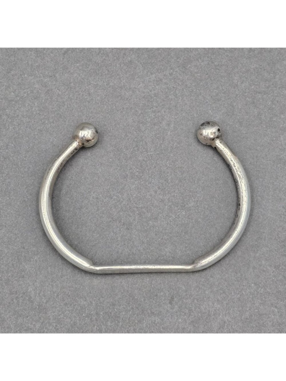 Vintage 800 Silver Cuff Bracelet 6.75" Engravable ID Plate Ball Tip Minimalist - Picture 3 of 14